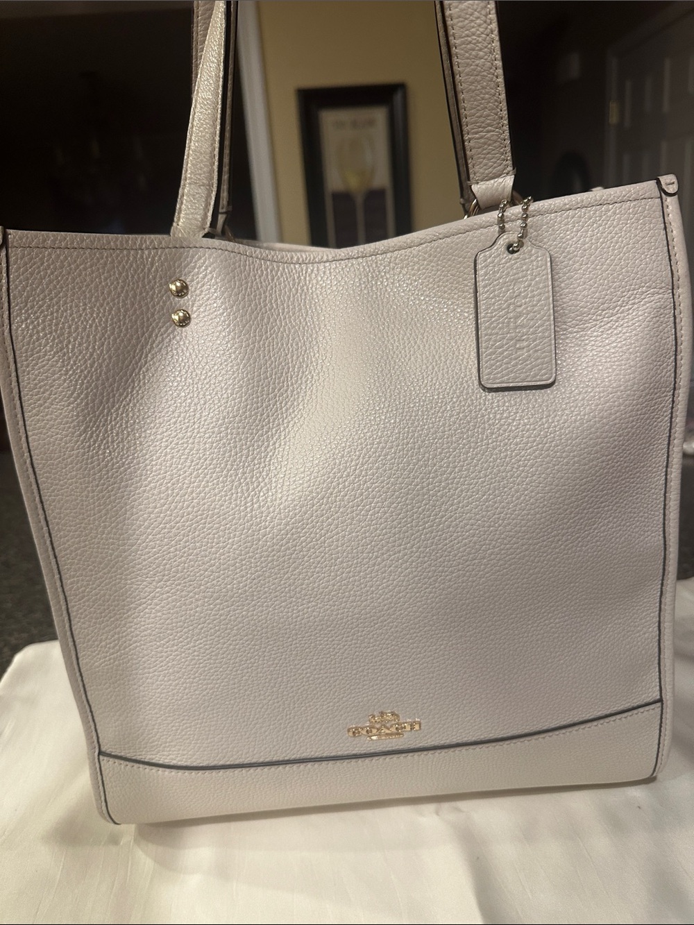 Coach Dempsey Pebbled Leather Tote in Chalk/white with Gold Hardware 1921